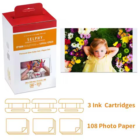 KP108IN KP36IN Compatible Canon Selphy Ink cartridge Photo Paper for Canon Photo Printer CP1500 CP12