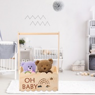 Baby Shower Crate with Handle Wood Baby Crate Closet Cute Baby Hamper Basket Practical Baby Storage 