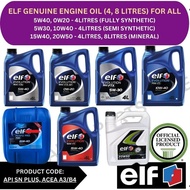 ELF (FRANCE) GENUINE SYNTHETIC ENGINE OIL (4L, 8L) - 5W40, 0W20 (FULLY) / 5W30, 10W40 (SEMI) / 15W40
