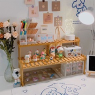 ✨Ready Stock✨ Rak Buku Desktop Rak Kayu Wood Bookshelf Buluh Bamboo Shelf Rak Barang Wooden Rack Flo