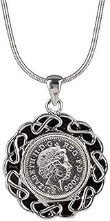 Pendant - Rhodium plated - 2014 English Five Pence Pendant - 6th Anniversary