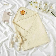 Ủ xô Molli cao cấp Thêu hình Gấu Thỏ khăn tắm quấn bé có mũ Molli