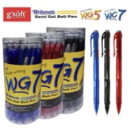 GSOFT WG5 / GSOFT WG7 Writemate Retractable Semi Gel Ball Pen (0.5mm / 0.7mm) 1box