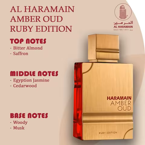 Al Haramain Amber Oud Ruby Eau De Parfum 100ml Unisex, Rose & Oud, Long Lasting Luxury Spray