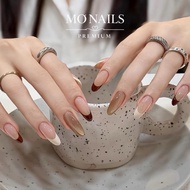 Nailbox Design, Overlay Nails, Luxurious Fench Red and Brown Fake Nails P20