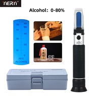 yieryi Alcohol Refractometer Liquor Alcohol Content Tester 0-80% V/V ATC Refractometer Retail Box
