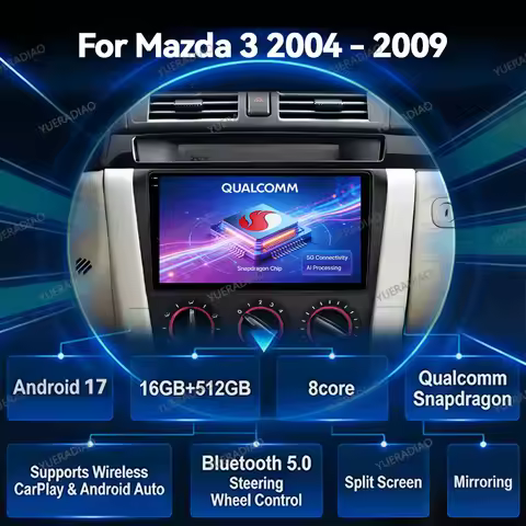 Android 17 For Mazda 3 I BK 2003 - 2009 CarPlay Auto Car Radio Multimedia Stereo Video Player GPS NA