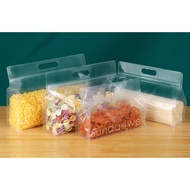 Thick PET Zip-Lock Clear Transparent Handle Gusset Hand Carry Packaging Bag Air-tight Makanan Bungku