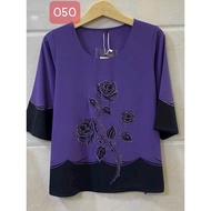 Middle-aged women's silk shirt, stone-embellished pattern, 50-77kg