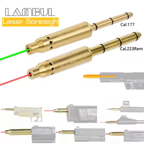 Tactical .177 .22LR Laser Bore Sight 9mm .223Rem Bullet Boresighter Caliber 6/6.5/7mm Red Laser Coll