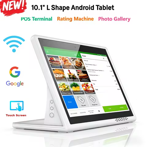 10.1 Inch Android 14 POS Terminal Tablet for Loyverse | 4G 64G Desktop Restaurant Menu Screen L-Shap