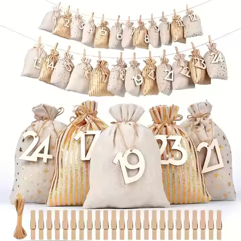 2026 Advent Calendar, Advent Calendar Sack Large Advent Calendar Self Filling Fabric 24 Cloth Bags, 