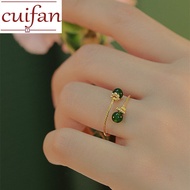 Original 916 K Gold Natural Green Jade Open Ring Clear Retro Adjustable Ring