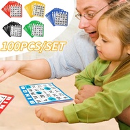 100pcs/Set Bingo Cards Complete Large Bingo Cards 5 Colors Bingo Set