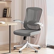 balmstar Office Chair, Ergonomic Desk Chair Home Office Desk Chairs, Breathable Mid-Back Comfortable Mesh Computer Chair with PU Silent Wheels, Flip-up Armrests, Tilt Function, Lumbar Support (Grey)