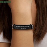 MAOYE Inspirational Quotes Braclets, Stainless Steel/PVC Adjustable Family Friendship Bracelet, Wris