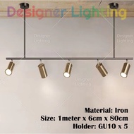 [5 Holder] Copper Gold Track Designer Light Lamp Long Bar Hanging Lamp Brass Gold Kitchen Bar Light Cafe Lamp (5280)