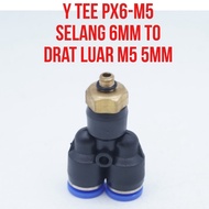 PX6-M5 PX 6-M5 6-M5 MPX6-M5 Slip Lock Pneumatic Connector Y Tee External Thread M5 5mm to Hose 6mm x