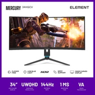 Element One 34HGCV Curved Monitor | 34-inch Full HD Display | 144 Hz Refresh Rate | Ultrawide Quad H