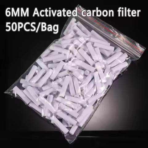 50Pcs/Bag 9mm Disposable Smoking Pipe Filters 6mm Ceramic Activated Carbon Filter Men Tabacco Pipes 