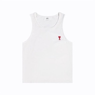 Ami Paris Small Love Tide Brand Small Love Embroidery Logo Casual Versatile Sleeveless Short Sleeve 