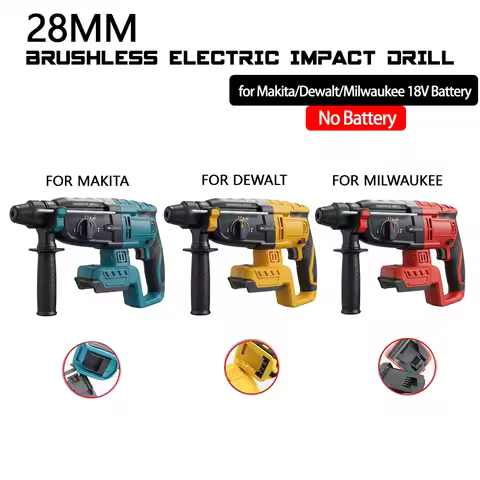 Brushless 28MM Electric Hammer Drill Multifunctional Rotary Cordless Rechargeable PowerTool For Maki