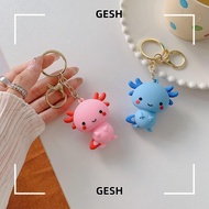 GESH Charm Key Chain, Pink Blue Fish Lovely Axolotl PVC Pendant,  Animal Ornaments for Pet Lovers So