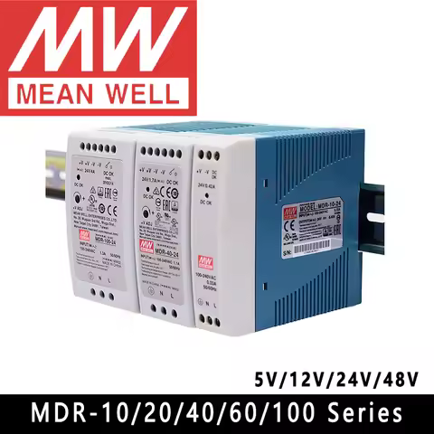 Original Mean Well MDR-10 20 40 60 100 Series DC 5V 12V 15V 24V 48V Meanwell Single Output Industria