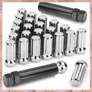 (NVIS) M14X1.5 Wheel Lug Nuts24 Pieces 14mmx1.5 7 Spline Drive Awl Cone Lug Nuts 2 inch Long Black w