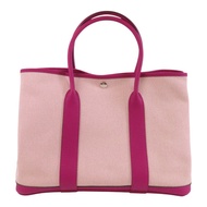 HERMES 帆布Garden Party PM銀扣手挽袋