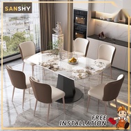 SANSHY Upgrade Sintered Stone Table Marble Dining Table Expandable dining table Rotatable dining tab