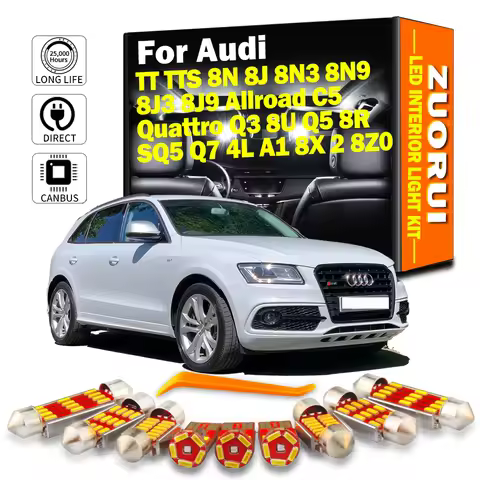 ZUORUI Canbus LED Interior Light Kit For Audi TT TTS 8N 8J 8N3 8N9 8J3 8J9 Allroad C5 Quattro Q3 8U 