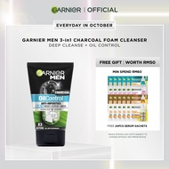 Garnier Men Oil Control Black Charcoal 3in1 Face Wash 100ml