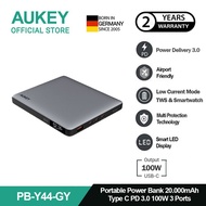 AUKEY Powerbank 20000mah PB-Y44 Grey USB C 100W PD 3.0 PPS