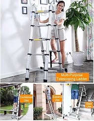 Ladders,Aluminum Telescoping Ladder Aluminum Telescoping Extension Ladder a Frame, Lightweight Porta