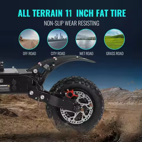 J30MAX Adult Electric Scooter 6000W Dual Motor 65 Miles Long Range 11' All-Terrain Tires Folding up 
