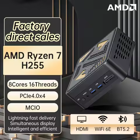 New AMD Ryzen 7 H255 Gaming Mini PC 16G/24G LPDDR5 HD DP USB4.0 Dual 2.5G LAN RJ45 Desktop AI Comput