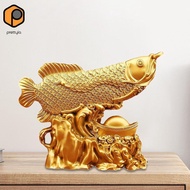 [prettyia] Feng Shui Wealth Arowana Fish Statue,Sculpture,Sturdy Ornament,Decoration,Fish