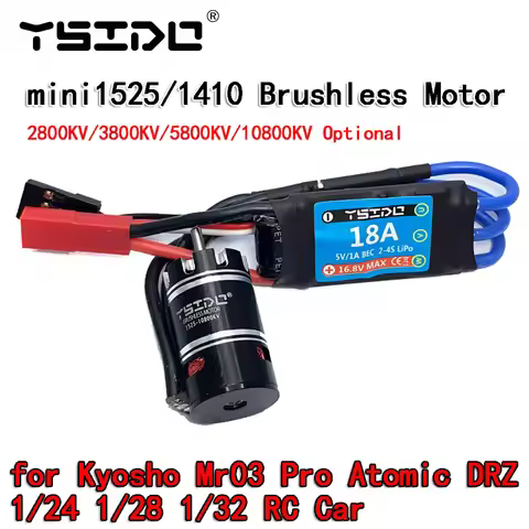 YSIDO mini 1525 1410 2800KV 3800KV 5800KV Combo Brushless Motor 18A ESC for Kyosho Mr03 Pro Atomic D