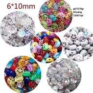 (Priest) 100 grams of assorted smiley faces with piercing holes to make bracelets, smiley face plast