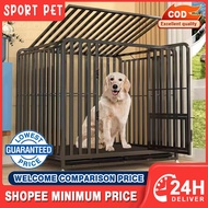 Thickening Square Tube Dog Cage Stainless Dog Cage With Poop Tray Large Dog Cage With 4 Wheels