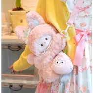Lolita Cute Pink Rabbit Lying Bag Plush Doll Backpack Bag lolita Crossbody Bag 12.11