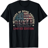 90Th Birthday Gift Men Vintage Born 1934 Turning 90 Year Old T-Shirt