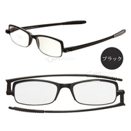 【日本 I.L.K. 依康達】 Flat glass 日本時尚薄型摺疊老花眼鏡/ 黑色(BK)/ 300度