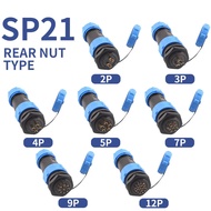 T&I IP68 waterproof aviation plug socket circular rear nut connector 2 3 4 5 7 9 12 pin SP21 butt co