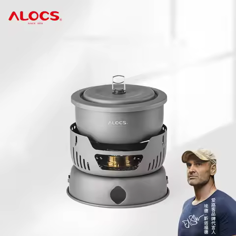 Outdoor Cooking Pot Set ALOCS CW-C05 Camping Portable Easy Storage Picnic Pot With Alcohol Stove Bla