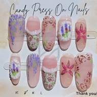 (size s) ready stock medium ellipse press on nails kuku palsu - roses are red