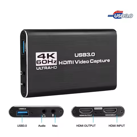 4K HDMI-compatible Video Capture Card 1080p Game Capture Card USB 2.0 3.0 Recorder Box Device for Li