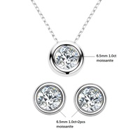 IOGOU Real 3ctw. D Color Moissanite Jewelry Set 925 Silver 18k Gold Plated Pendant Necklace Stud Ear