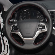 Hand-stitched For Hyundai Elantra 4 2016 2017 Solaris 2017 Accent 2018 Black Artificial Leather Car 